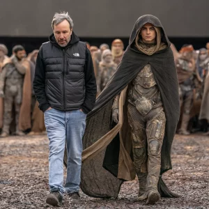 Denis Villeneuve et Thimotée Chalamet sur le tournage de Dune